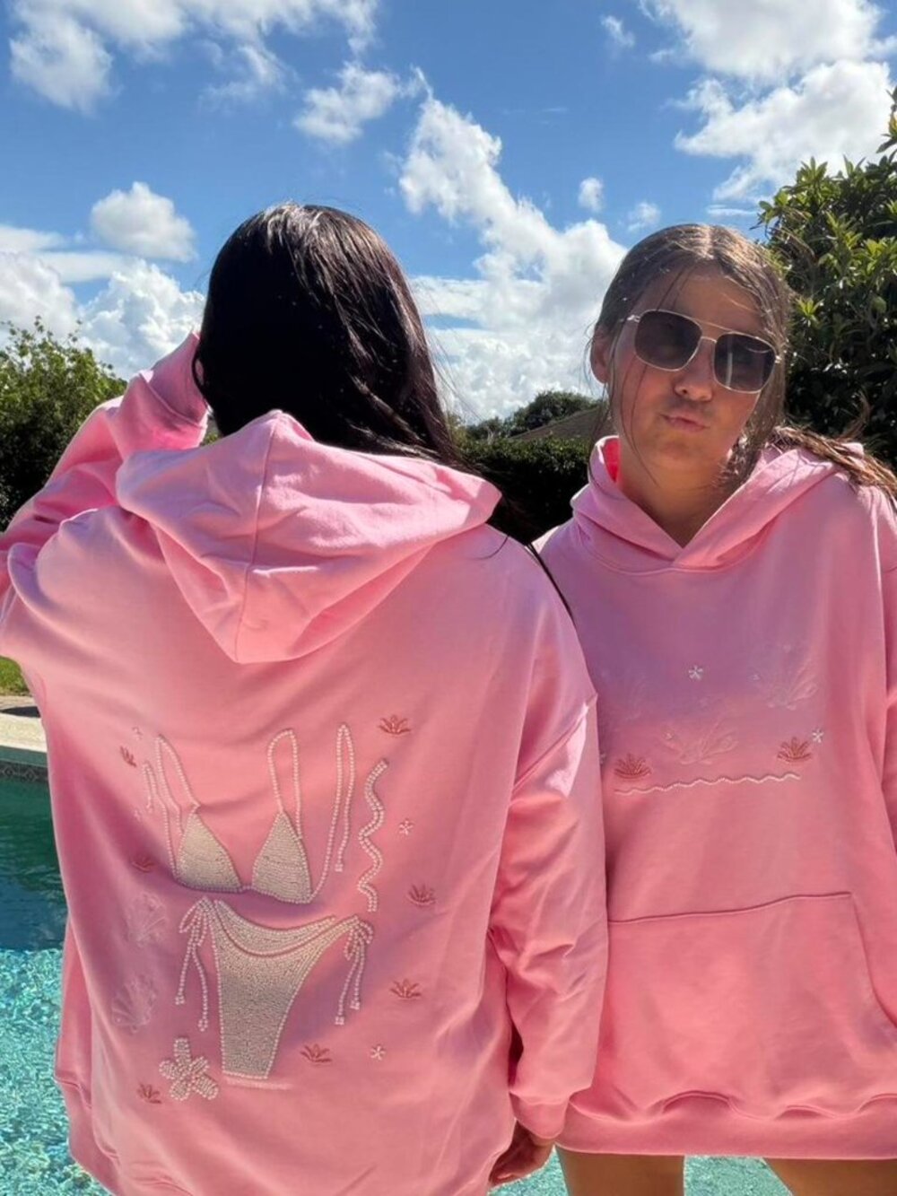 Beaded Pink Bikini Hoodie